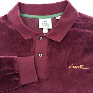 Lacoste Live Men's Polo Shirt Long Sleeve Velour Men's Burgundy Size Large